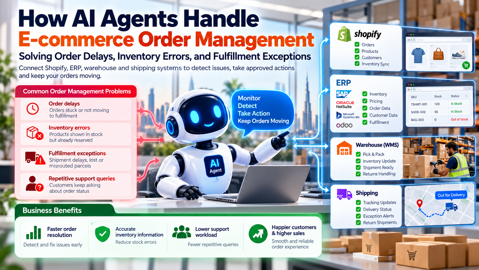 How AI Agents Handle E-commerce Order Management: Solving Order Delays, Inventory Errors, and Fulfillment Exceptions